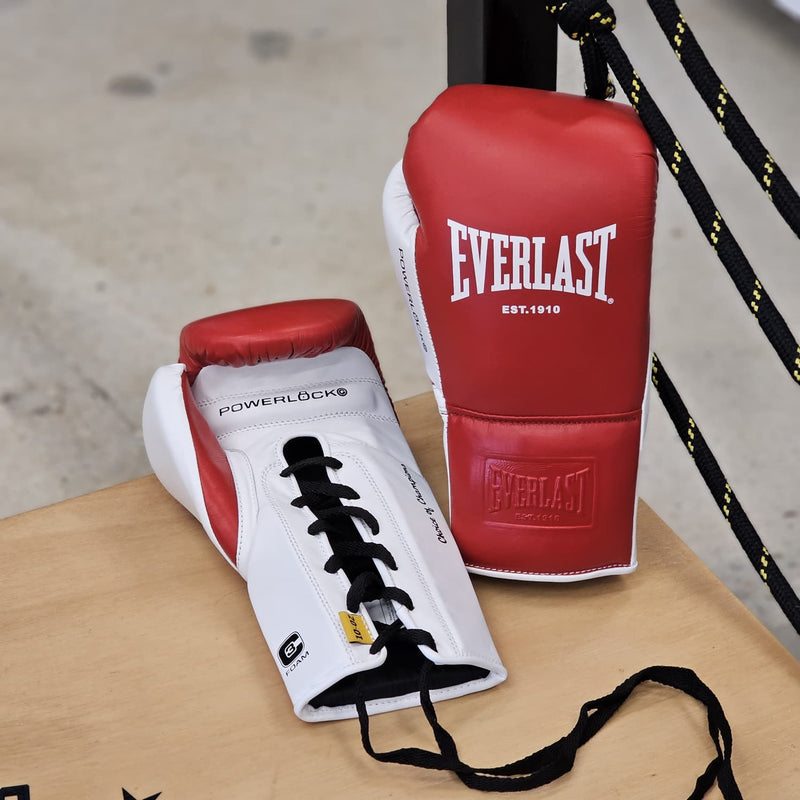 EVERLAST GLOVES LACE POWERLOCK OG PRO FIGHT LEATHER RED/WHITE