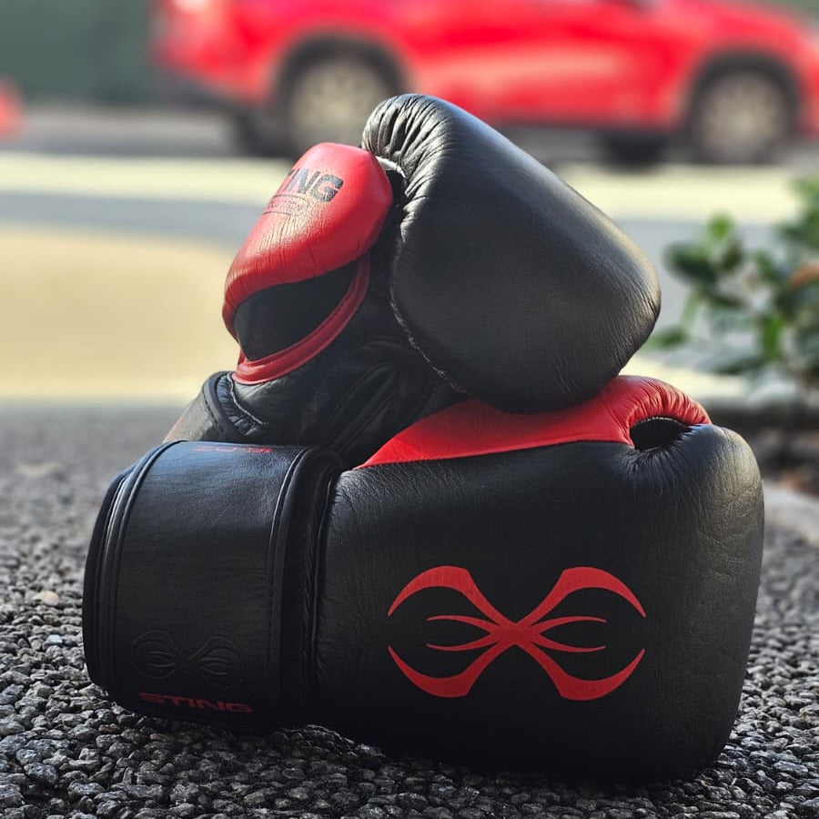 STING BOXING GLOVES EVOLUTION LEATHER H & L BLACK /RED