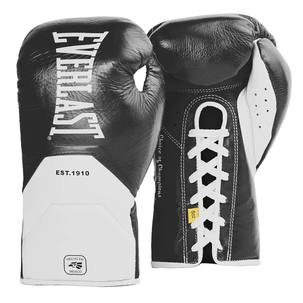 EVERLAST GLOVES LACE MX ELITE PRO FIGHT LEATHER BLACK/WHITE