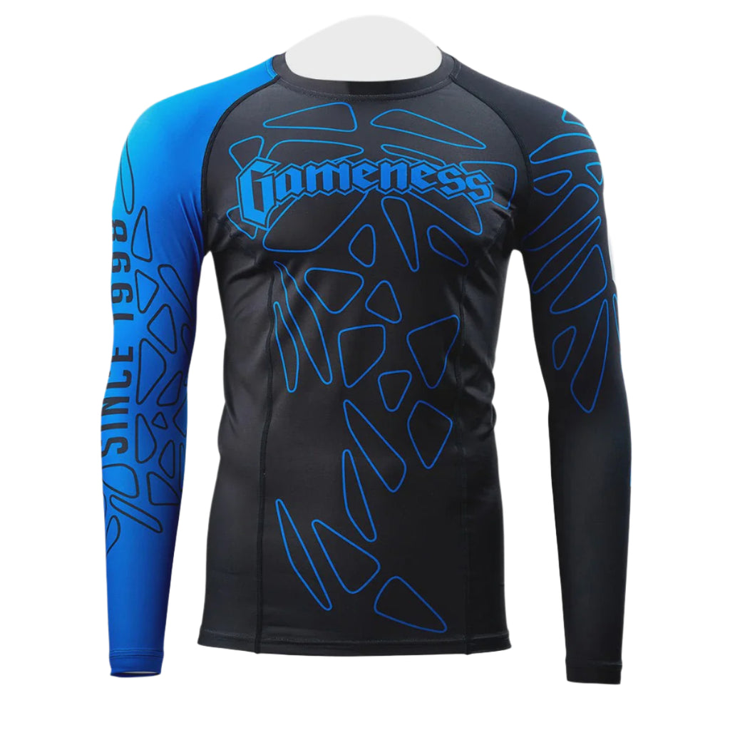 GAMENESS RASHGUARD LONG SLEEVE BLACK/BLUE – MSM FIGHT SHOP