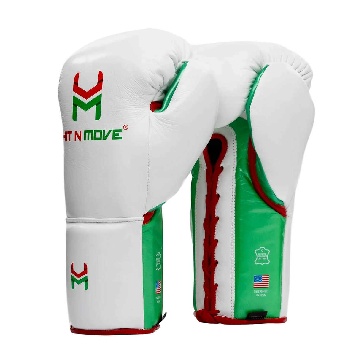 HIT N MOVE GLOVES SUVARI HORSE HAIR LACE UP WHITE/RED/GREEN