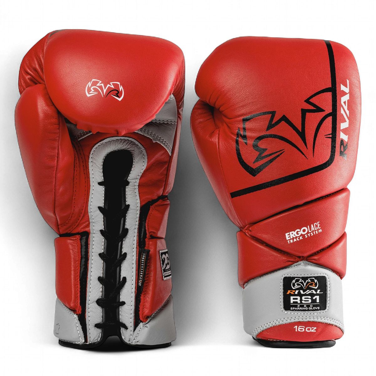 RIVAL GLOVES RS1 V2 BOXING LEATHER EDITION LACE RED/GREY