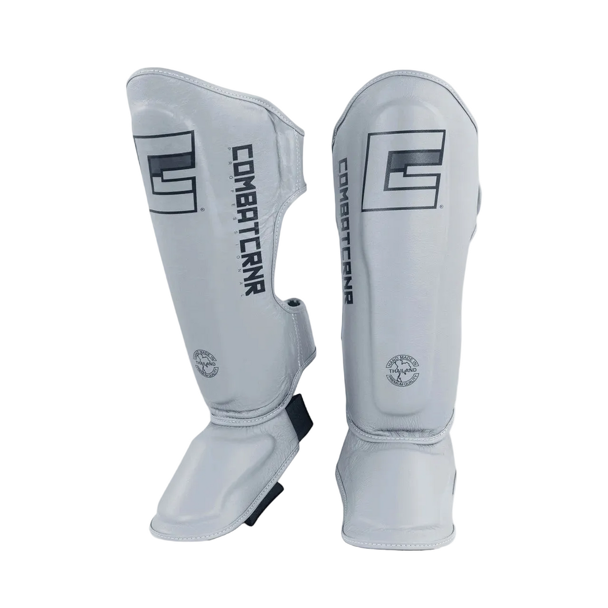 COMBAT CORNER SHINGUARDS HMIT THAI  LEATHER CEMENT GREY