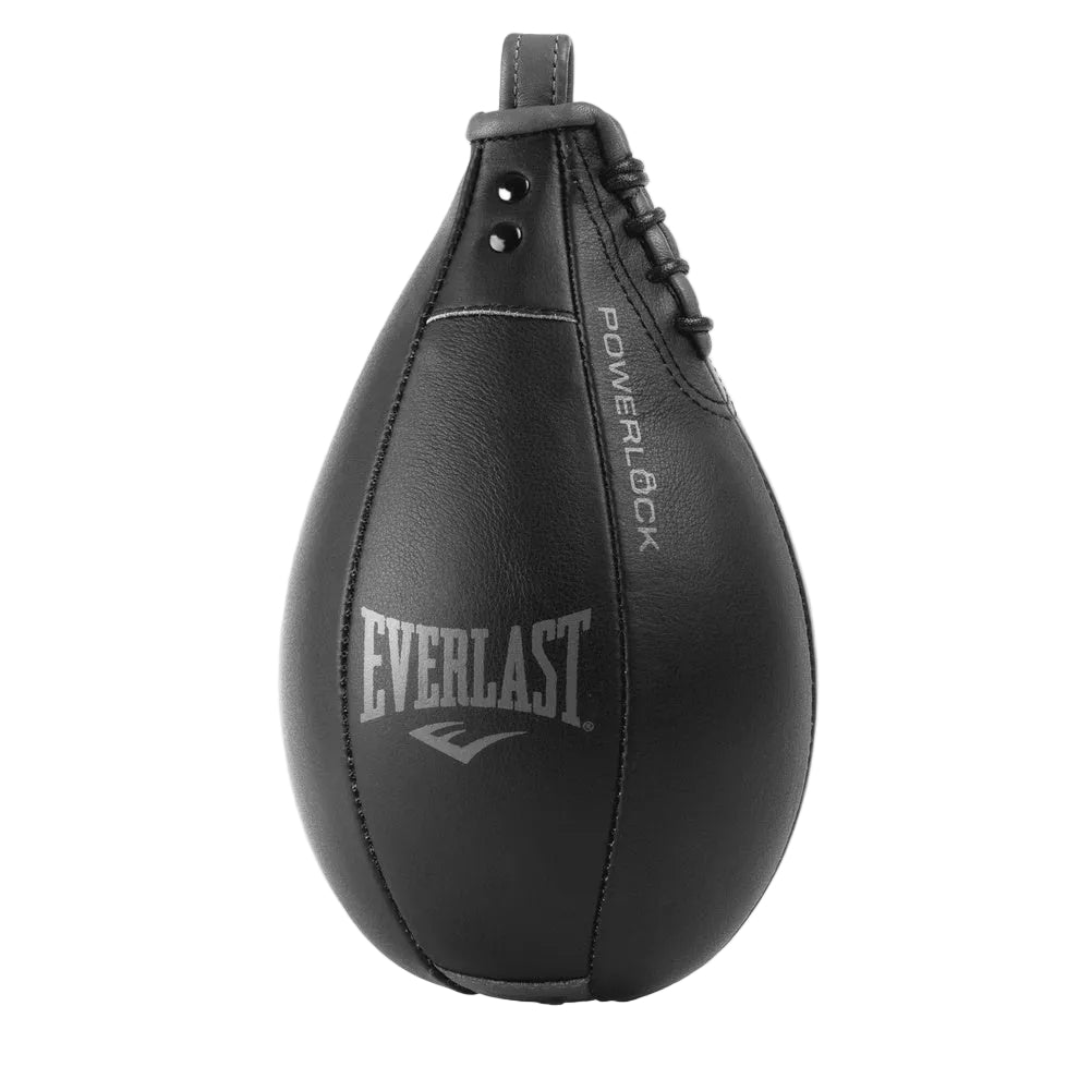 Black Everlast speed bag on a white background