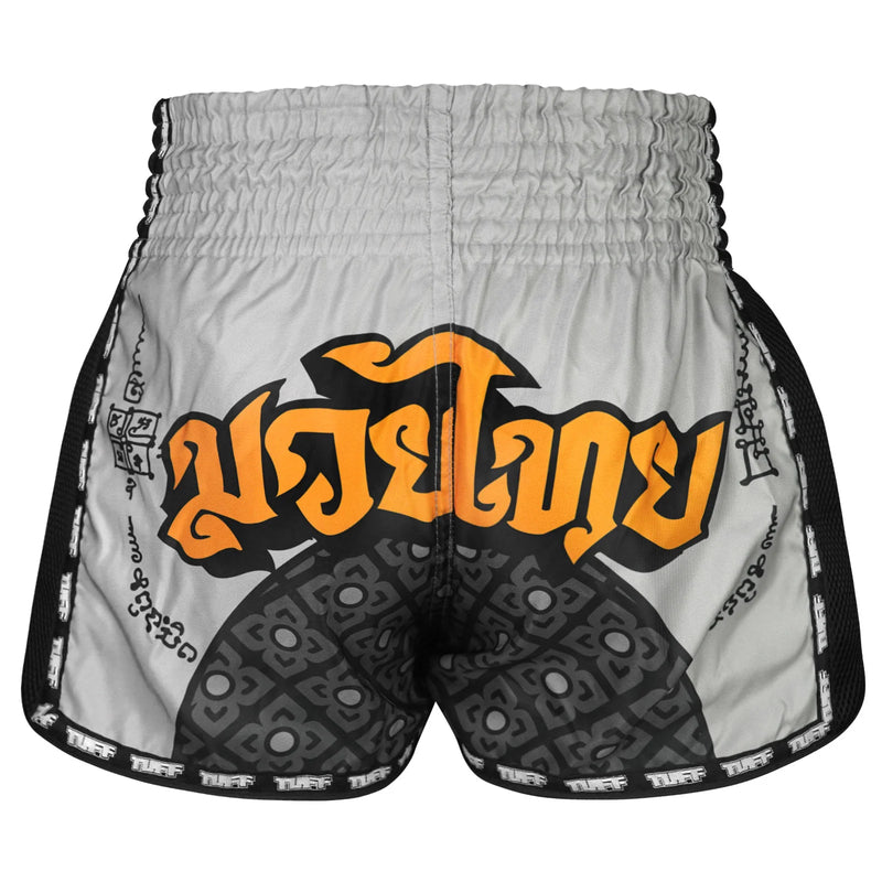 TUFF MUAY THAI SHORTS RETRO HANUMAN YANTRA GREY/BLACK