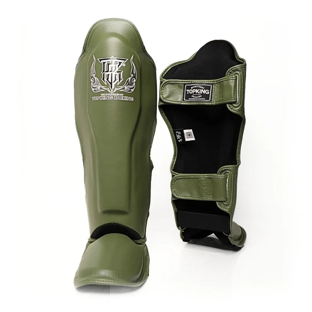 TOP KING SHINGUARDS LEATHER CLASSIC OLIVE GREEN