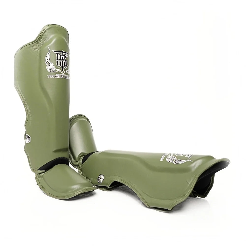 TOP KING SHINGUARDS LEATHER CLASSIC OLIVE GREEN