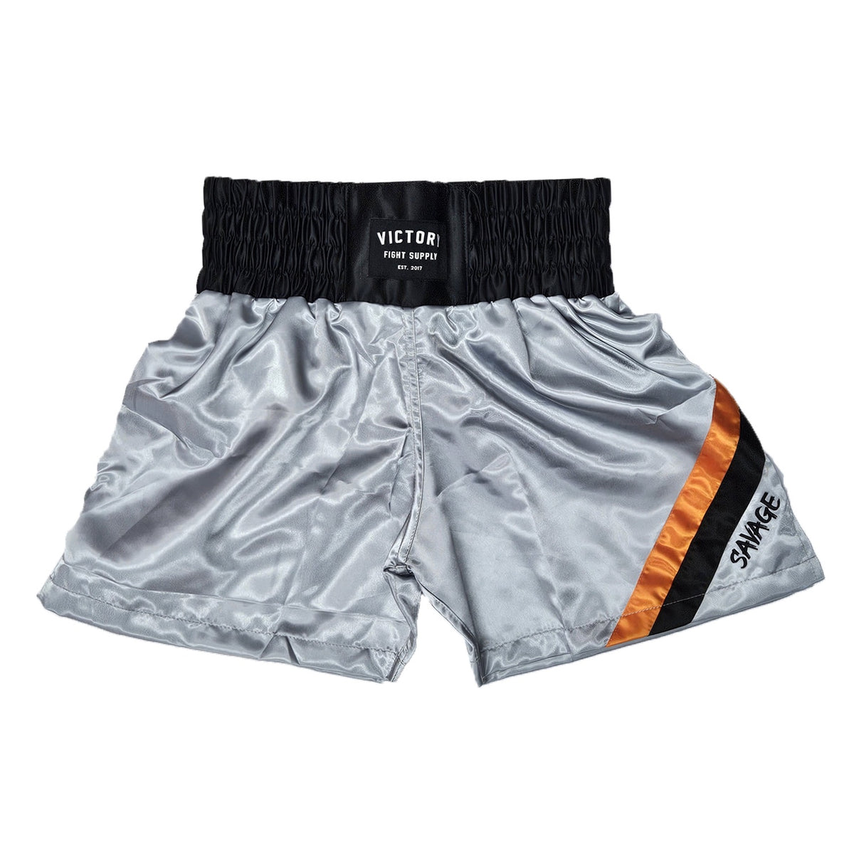 VICTORY BOXING SHORTS SAVAGE HYBRID GREY/BLACK/ORANGE