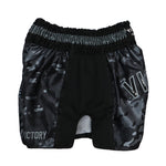 VICTORY MUAY THAI SHORTS CAMO BLACK/GREY