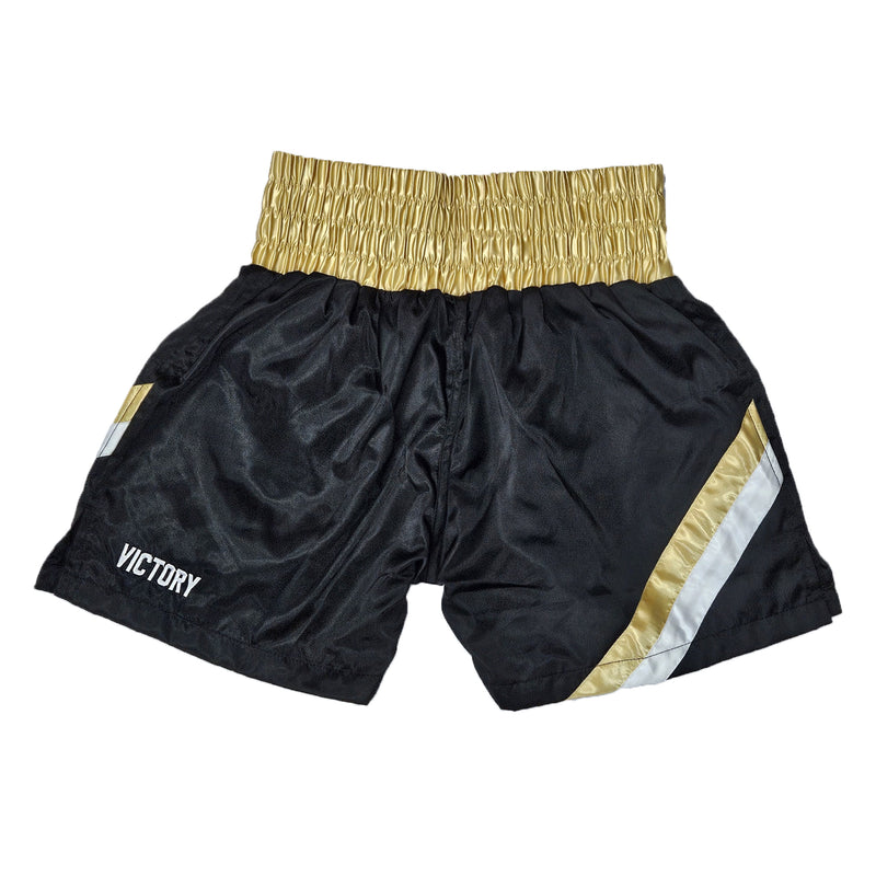 VICTORY BOXING SHORTS SAVAGE HYBRID BLACK/GOLD/WHITE