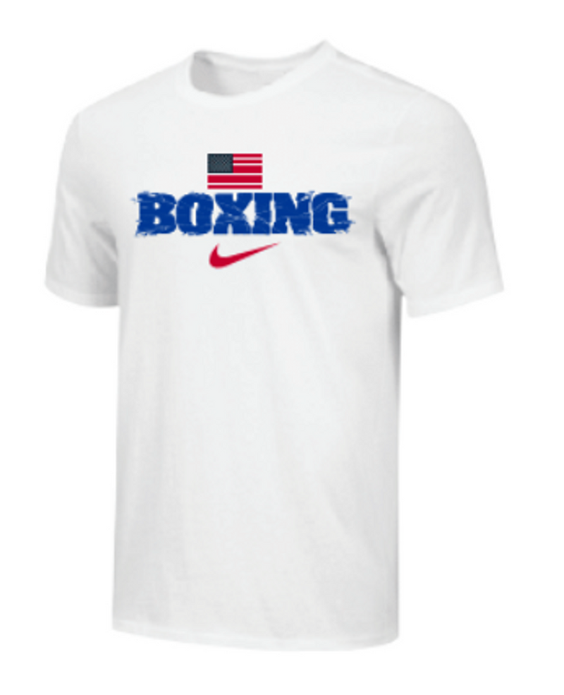 NIKE SHIRT MEN'S BOXING AMERICAN FLAG TEE WHITE/BLUE/RED