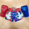 TUFF MUAY THAI SHORTS JAPANESE CRANE BLUE/WHITE