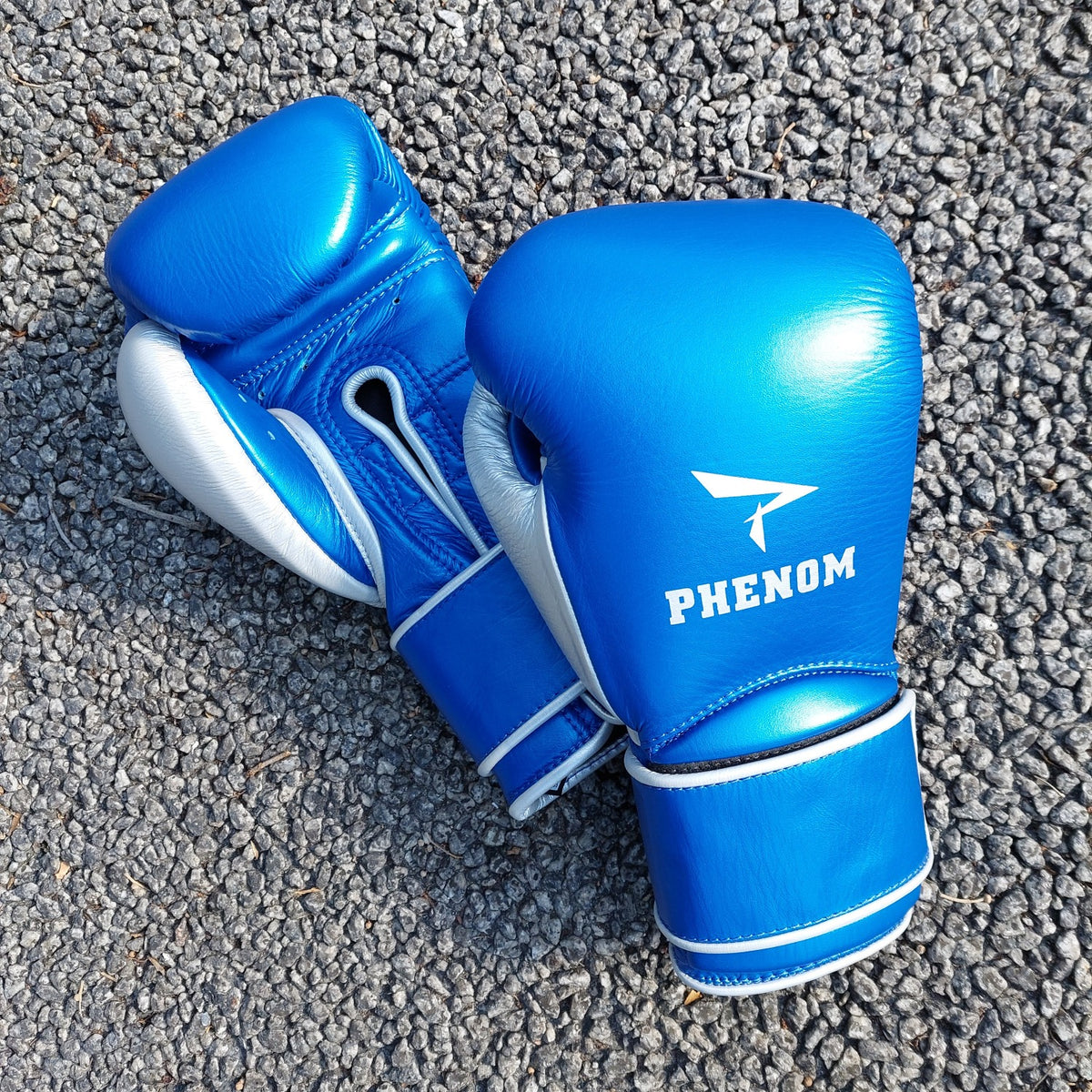 PHENOM BOXING GLOVES ELITE SG202S HOOK AND LOOP METALLIC BLUE/SILVER