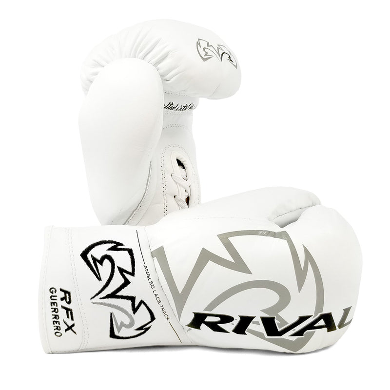 RIVAL GLOVES LACE RFX GUERRERO PRO FIGHT GLOVES WHITE/WHITE - MSM FIGHT SHOP