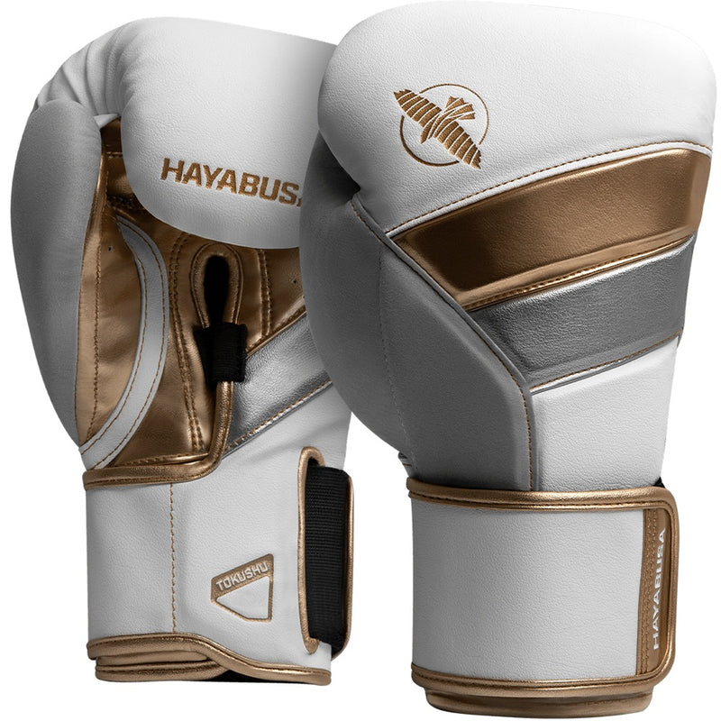 HAYABUSA GLOVES T3 BOXING HOOK AND LOOP WHITE/GOLD