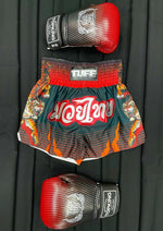 TUFF MUAY THAI SHORTS TIGER POWER BLACK/ORANGE