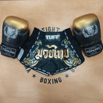 TUFF MUAY THAI SHORTS RETRO DOUBLE TIGER BLACK/GOLD