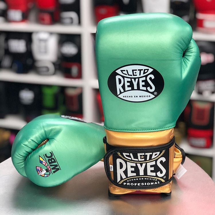 CLETO REYES GLOVES VELCRO TRADITIONAL WBC LIMITED EDITION  - METALLIC GREEN/GOLD
