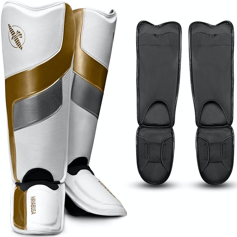 HAYABUSA SHINGUARDS T3 MMA IN STEP WHITE GOLD