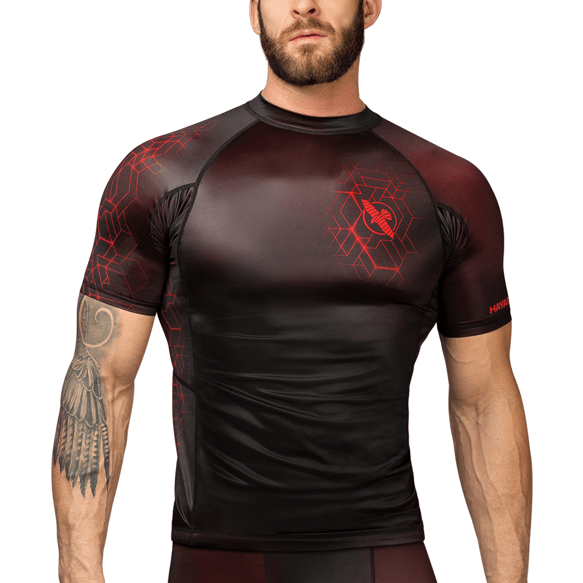 HAYABUSA RASHGUARD GEO S/S BLACK/RED