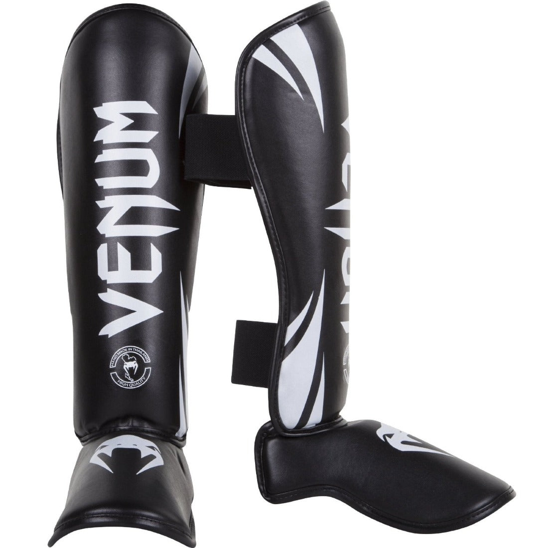 VENUM SHINGUARDS CHALLENGER BLACK/WHITE - MSM FIGHT SHOP