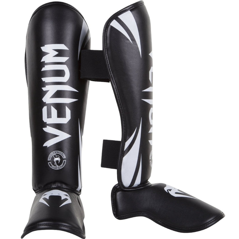 VENUM SHINGUARDS CHALLENGER BLACK/WHITE - MSM FIGHT SHOP