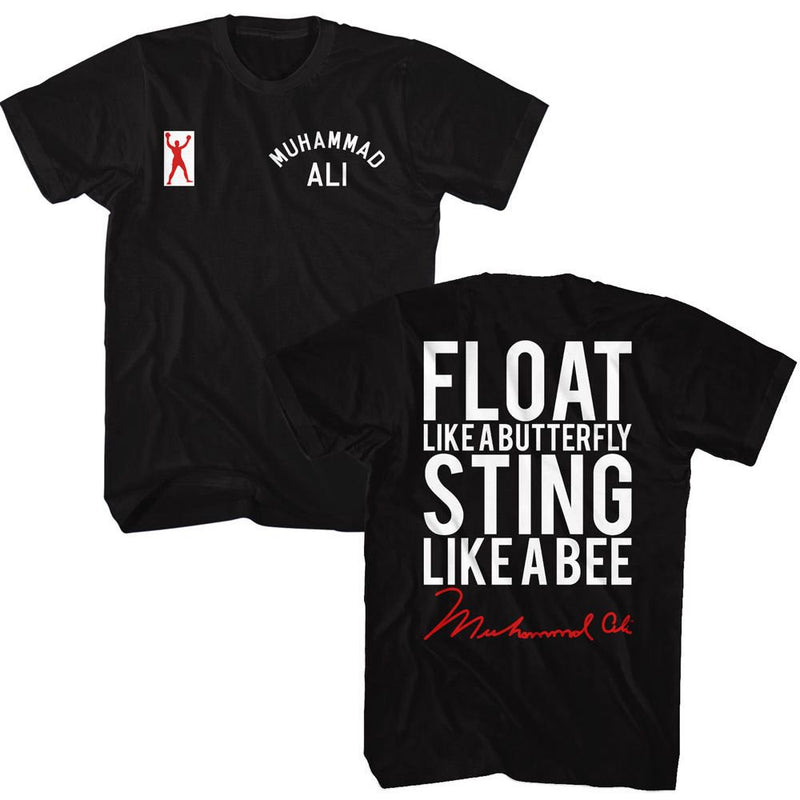 MUHAMMAD ALI SHIRT FLOAT LIKE BUTTERFLY BLACK/WHITE/RED