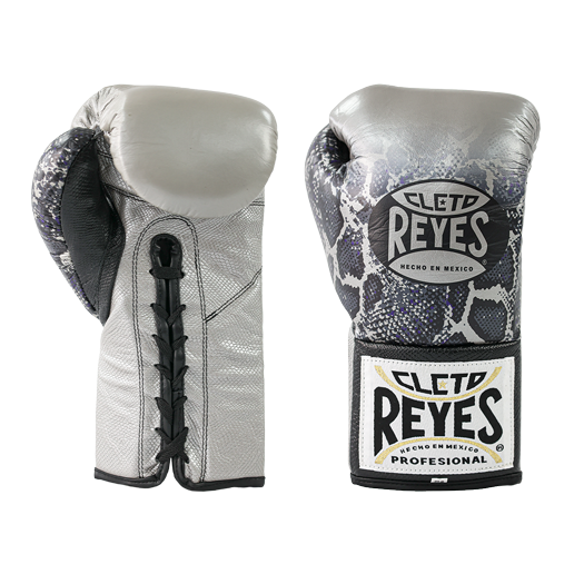 CLETO REYES FIGHT GLOVES TRADITIONAL LACE LIMITED SNAKE SILVER/BLACK