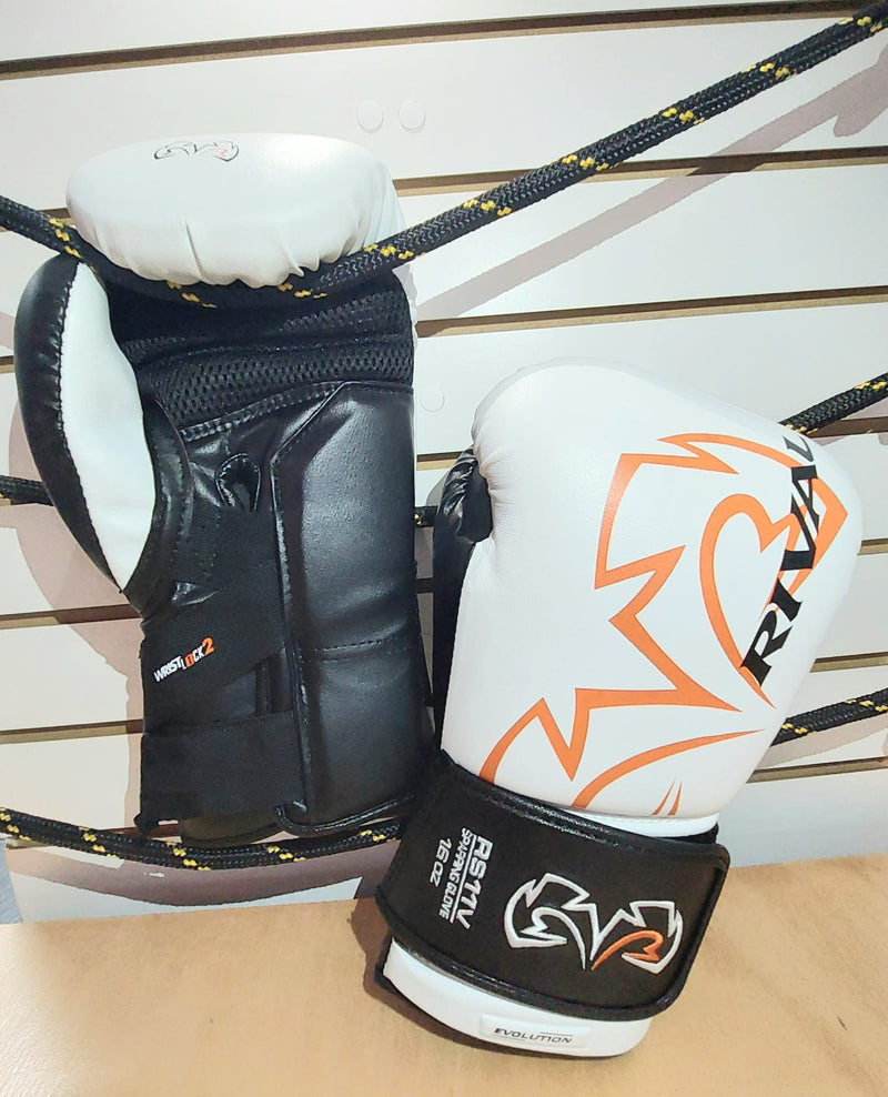 RIVAL GLOVES RS11V BOXING HOOK AND LOOP WHITE/BLACK