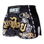 TUFF MUAY THAI SHORTS RETRO DOUBLE TIGER BLACK/GOLD