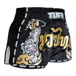 TUFF MUAY THAI SHORTS RETRO DOUBLE TIGER BLACK/GOLD