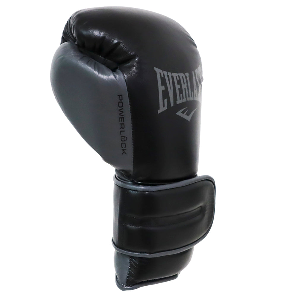 EVERLAST GLOVES POWERLOCK 2 LEATHER HOOK & LOOP BLACK GREY