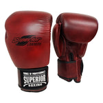 SUPERIOR GLOVES MUAY THAI BOXING LEATHER HOOK & LOOP RED BLOOD