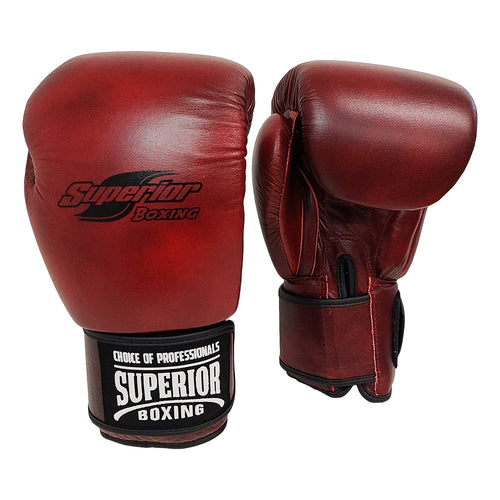 SUPERIOR GLOVES MUAY THAI BOXING LEATHER HOOK & LOOP RED BLOOD