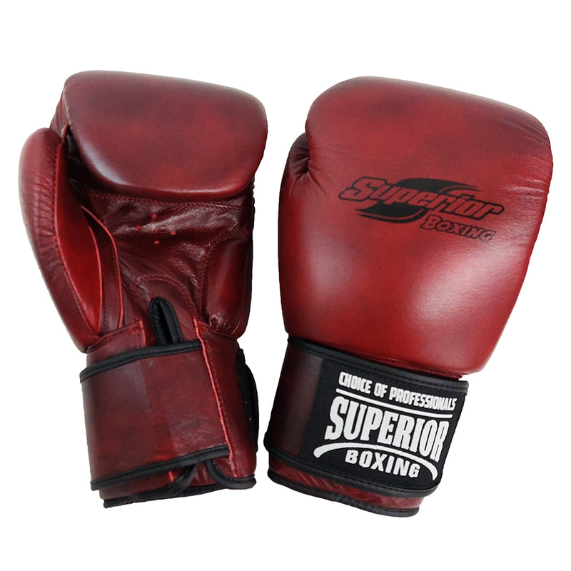 SUPERIOR GLOVES MUAY THAI BOXING LEATHER HOOK & LOOP RED BLOOD