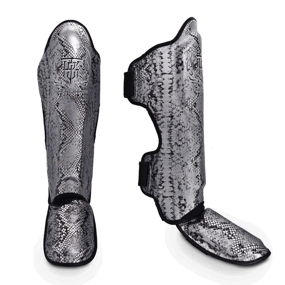 TOP KING SHINGUARDS SNAKE SKIN SILVER/BLACK