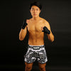 TUFF MUAY THAI SHORTS RETRO STYLE DRAGON WHITE/BLACK