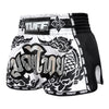 TUFF MUAY THAI SHORTS RETRO STYLE DRAGON WHITE/BLACK