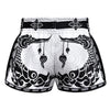 TUFF MUAY THAI SHORTS RETRO STYLE DRAGON WHITE/BLACK