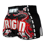 TUFF MUAY THAI SHORTS RETRO DRAGON BLACK/RED