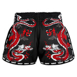 TUFF MUAY THAI SHORTS RETRO DRAGON BLACK/RED