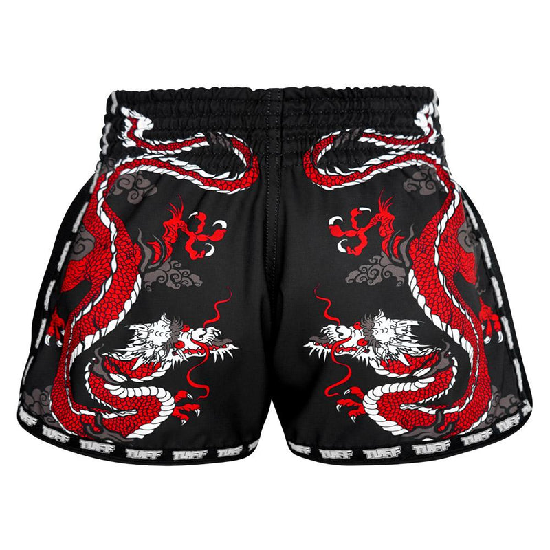 TUFF MUAY THAI SHORTS RETRO DRAGON BLACK/RED