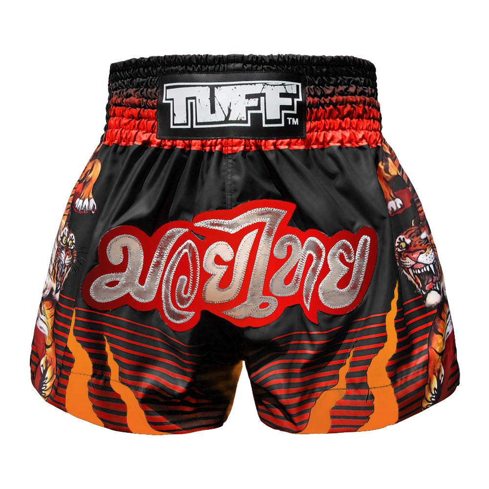 TUFF MUAY THAI SHORTS TIGER POWER BLACK/ORANGE