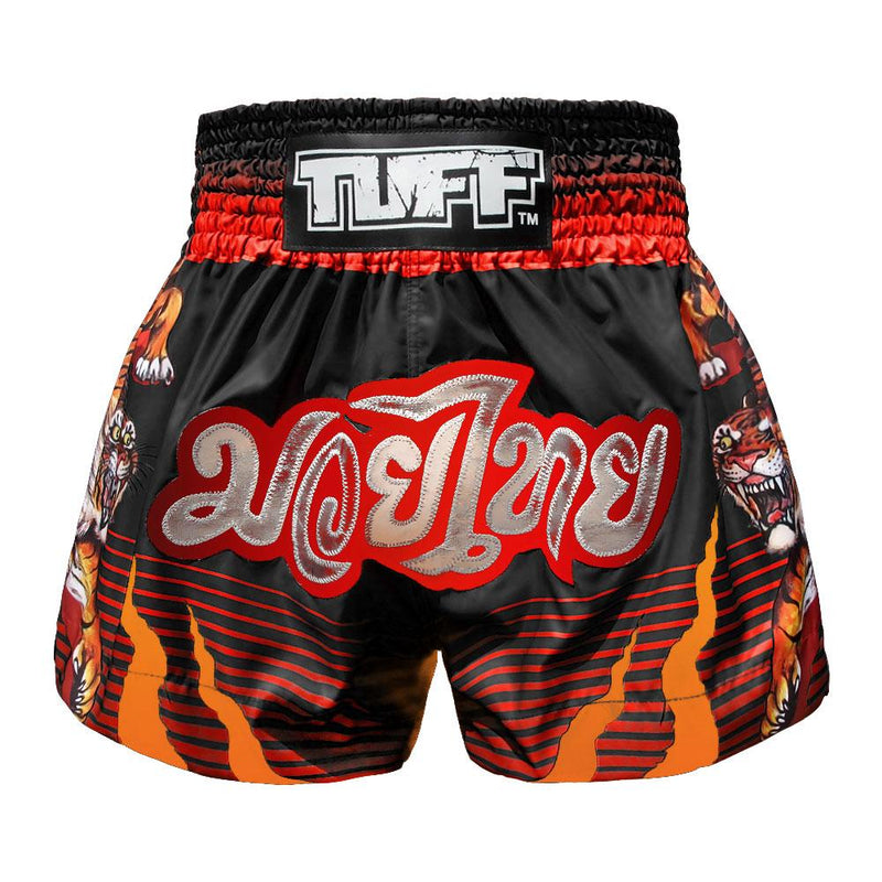 TUFF MUAY THAI SHORTS TIGER POWER BLACK/ORANGE