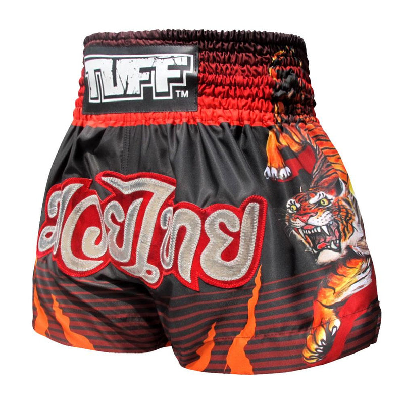 TUFF MUAY THAI SHORTS TIGER POWER BLACK/ORANGE