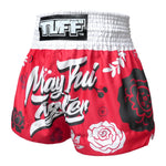 TUFF MUAY THAI SHORTS FLOWER RED/WHITE