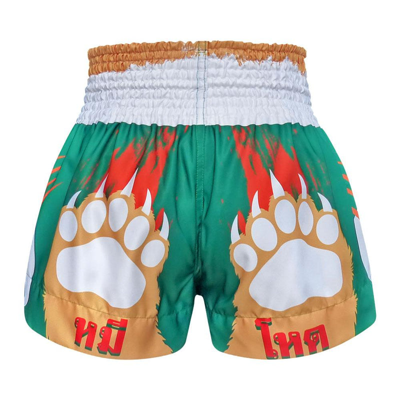 TUFF MUAY THAI SHORTS MOUNTAIN BEAR GREEN/WHITE