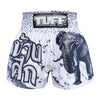 TUFF MUAY THAI SHORTS WAR ELEPHANT WHITE/BLUE