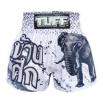 TUFF MUAY THAI SHORTS WAR ELEPHANT WHITE/BLUE