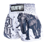 TUFF MUAY THAI SHORTS WAR ELEPHANT WHITE/BLUE